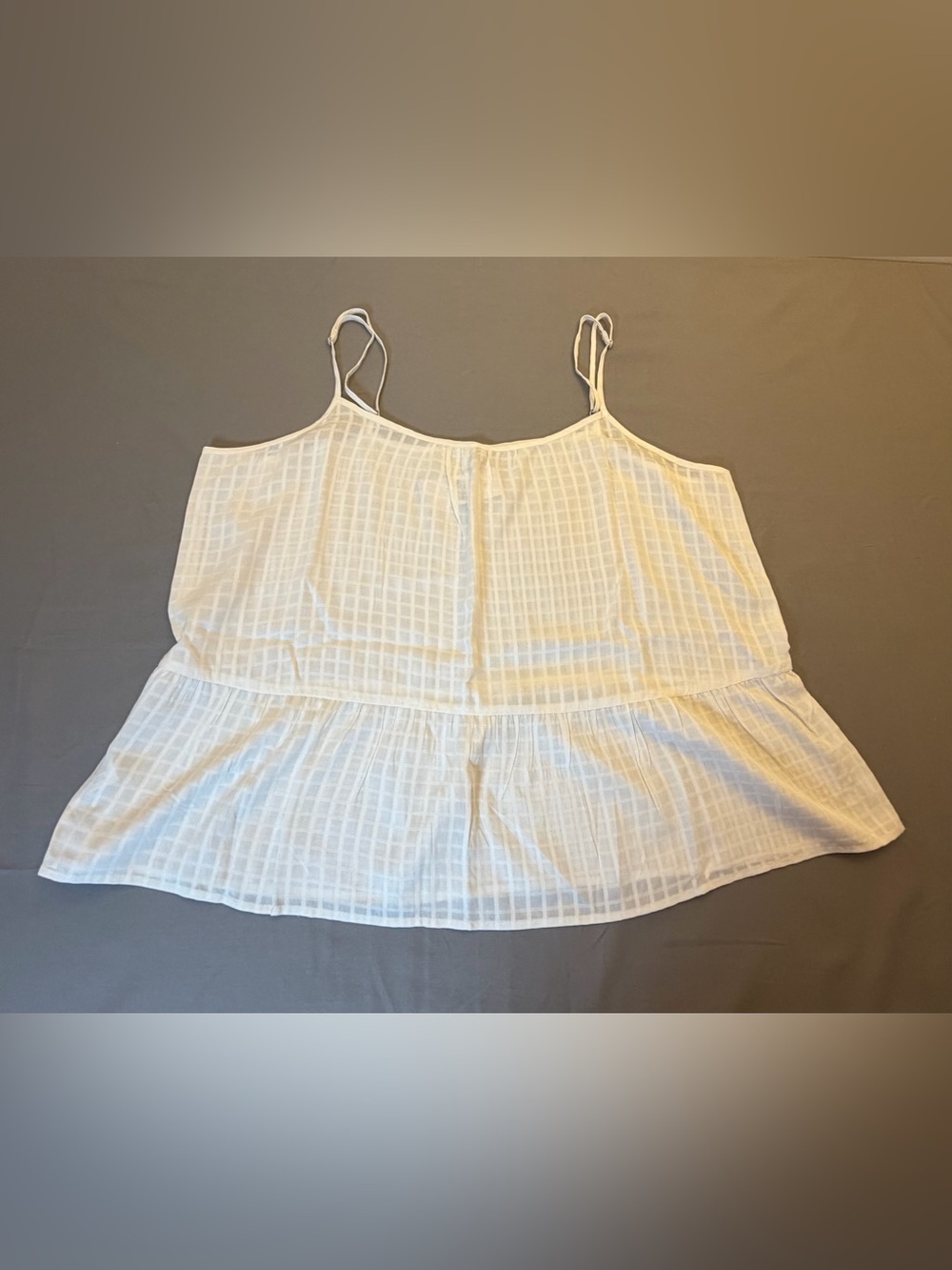 Loft Outlet White Grid Textured Peplum Camisole Top NWT Large
